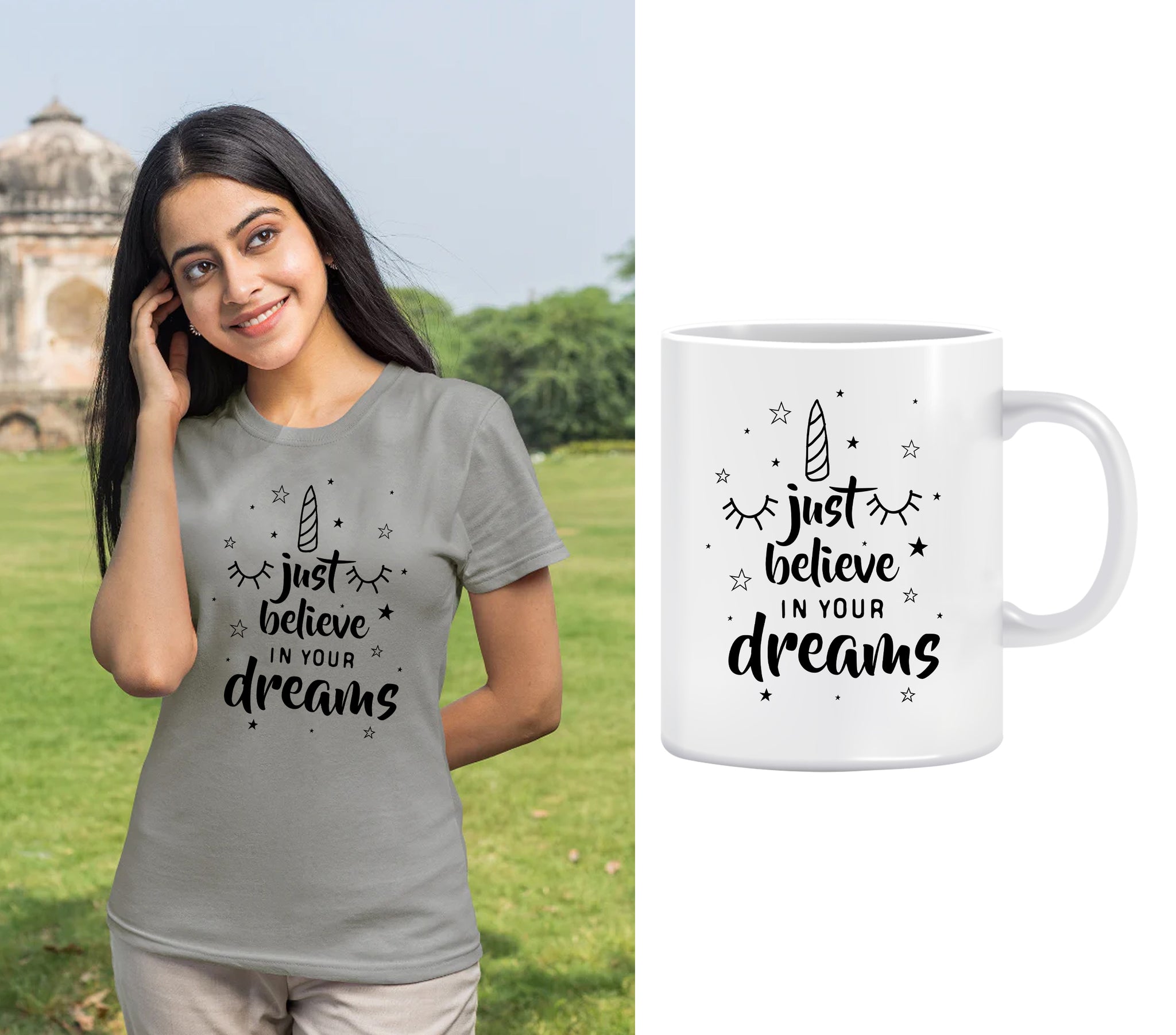 T-Shirts for Men's & Women's with Print of Just Believe in Your Dreams