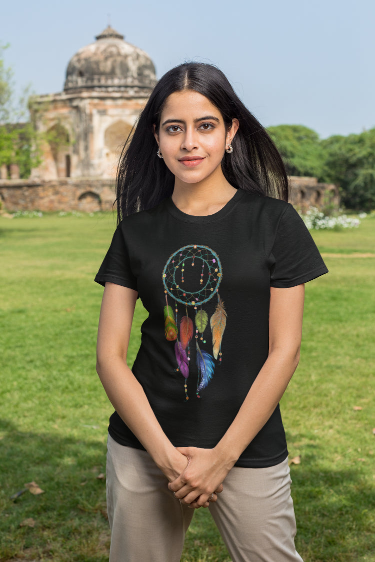 Colorful Dreamcatcher Mandala Art T-Shirt For Women