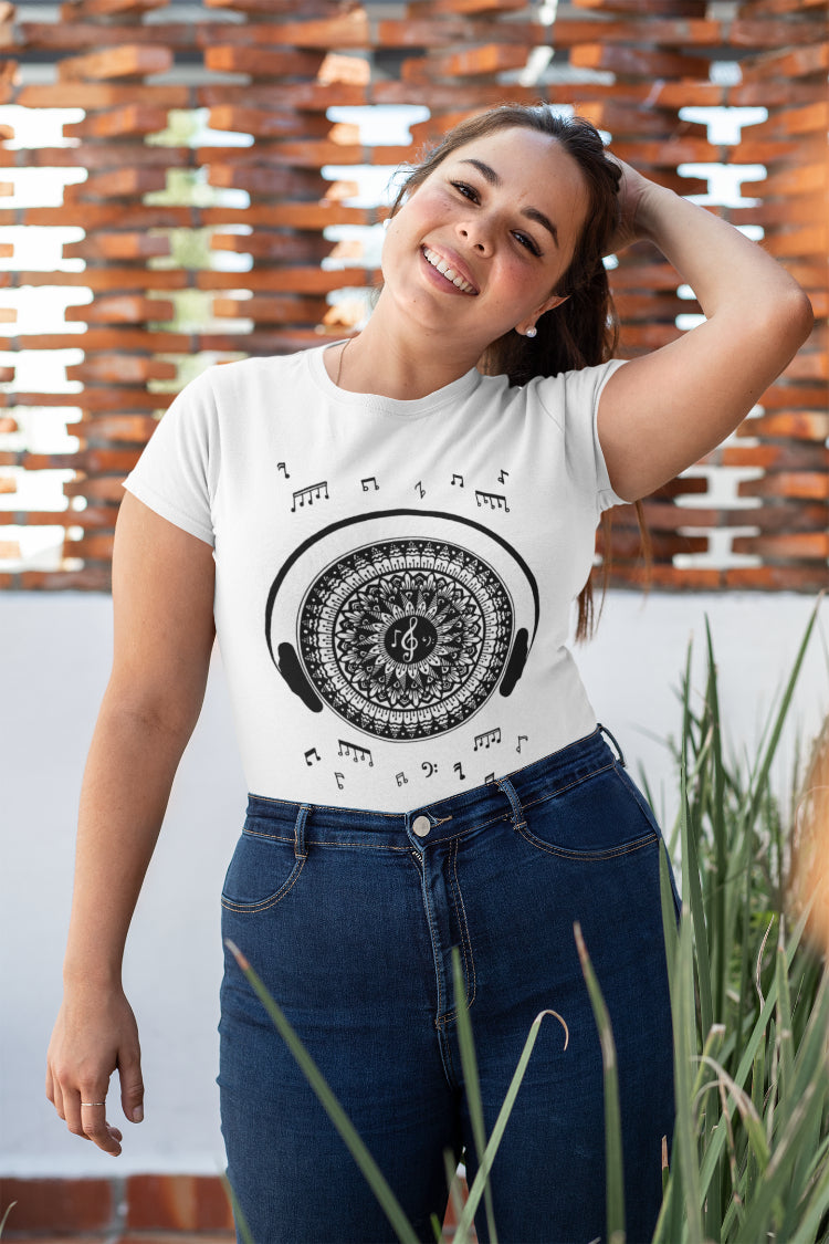 Music Lover Mandala Art T-Shirt For Women