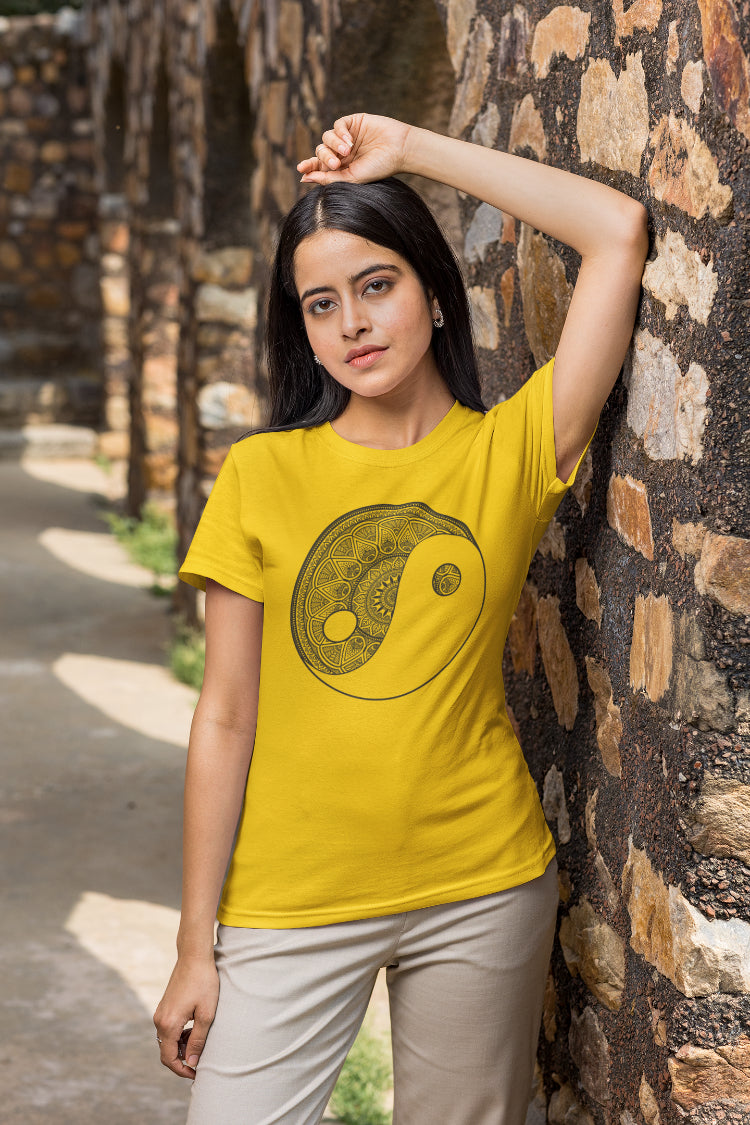 Yin Yang Mandala Art T-shirt for Women