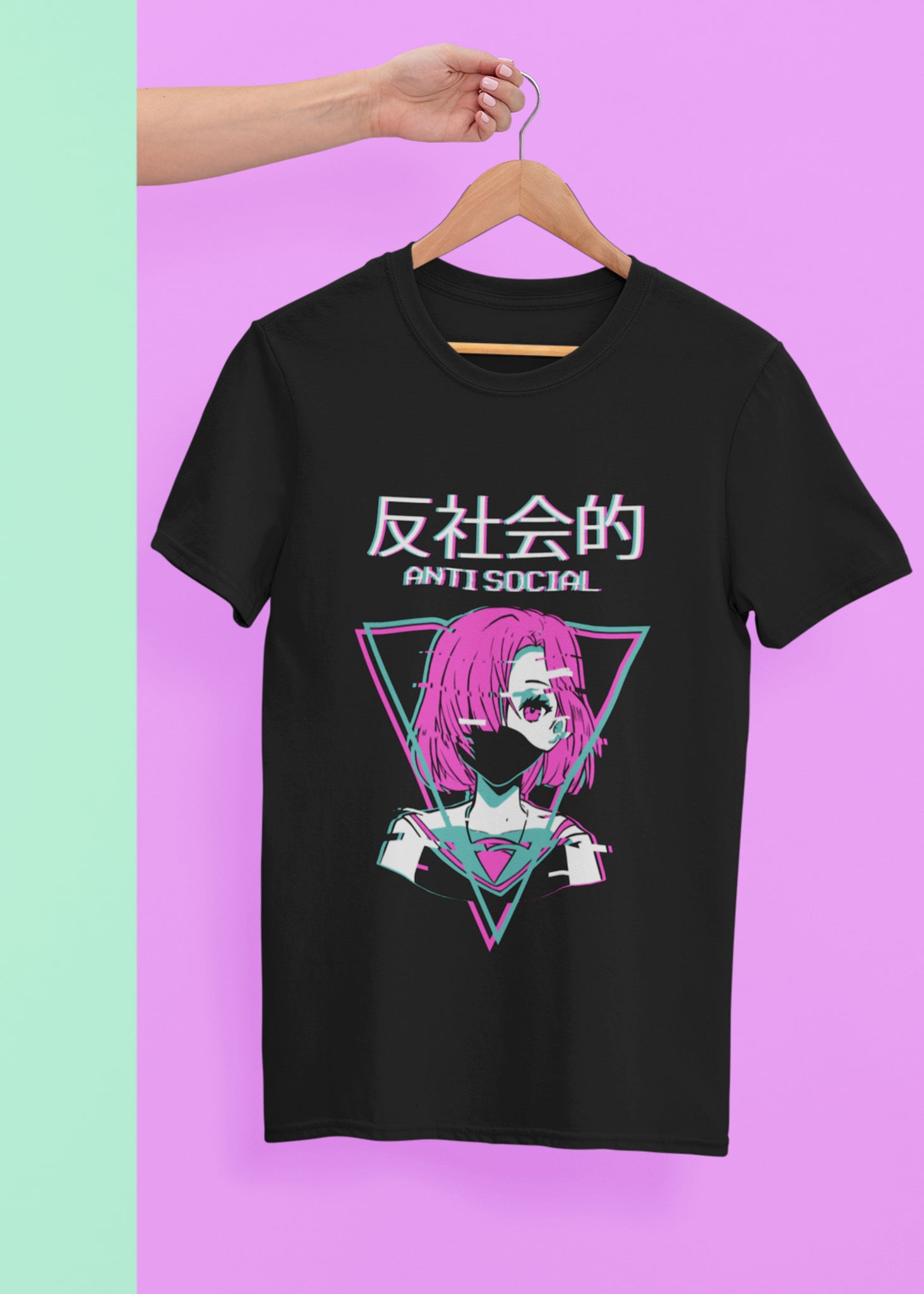 Antisocial Vaporwave Anime Girl Japanese T-Shirt