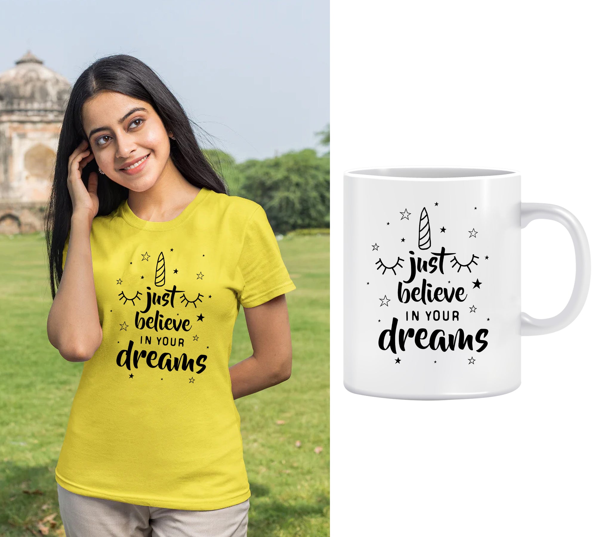 T-Shirts for Men's & Women's with Print of Just Believe in Your Dreams