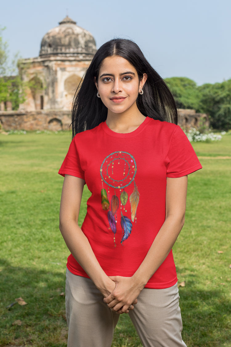 Colorful Dreamcatcher Mandala Art T-Shirt For Women