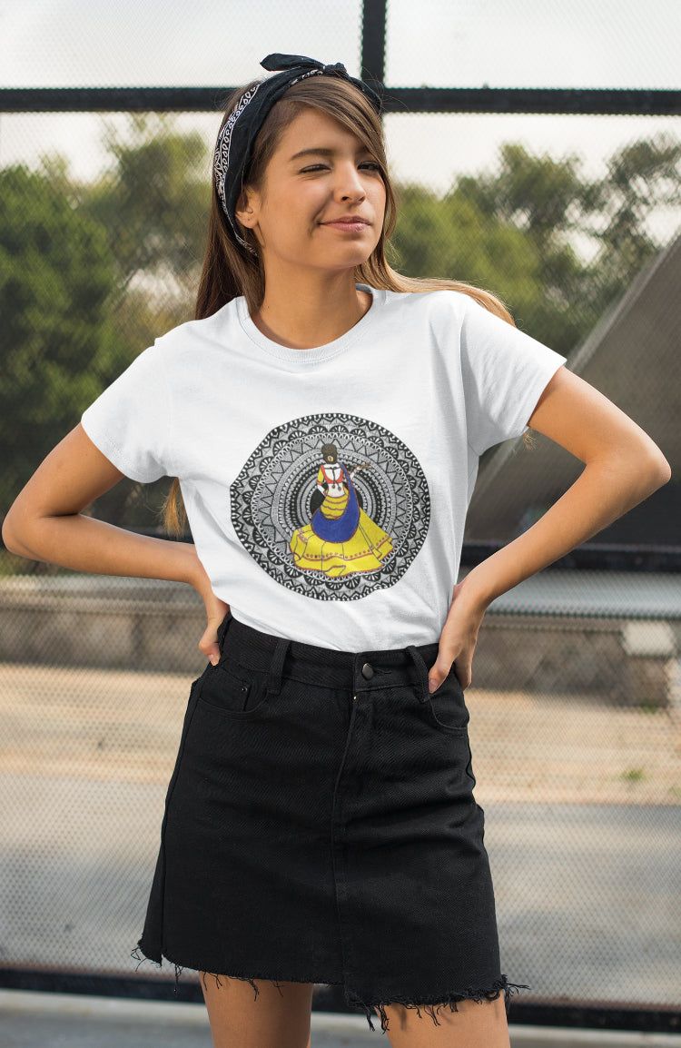 Indian Woman Mandala Art T-Shirt for Women