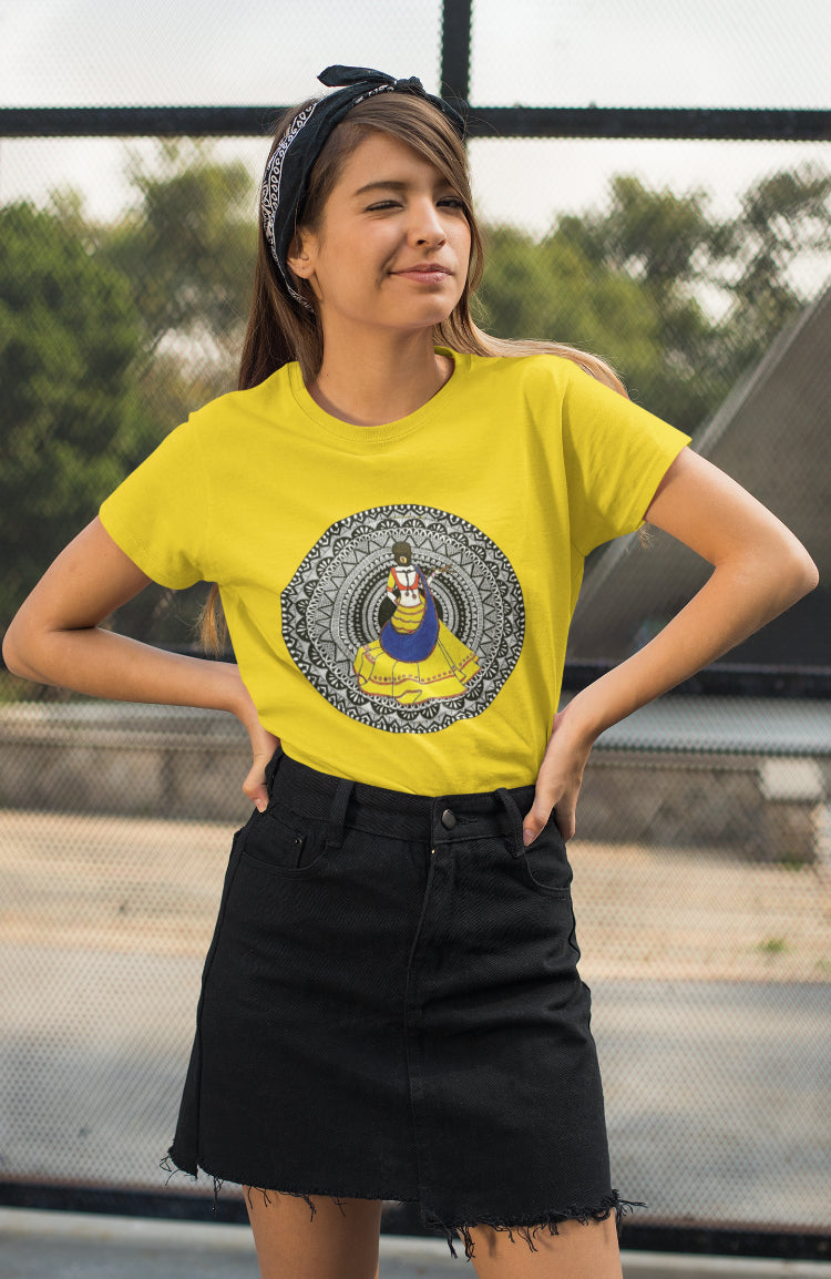 Indian Woman Mandala Art T-Shirt for Women