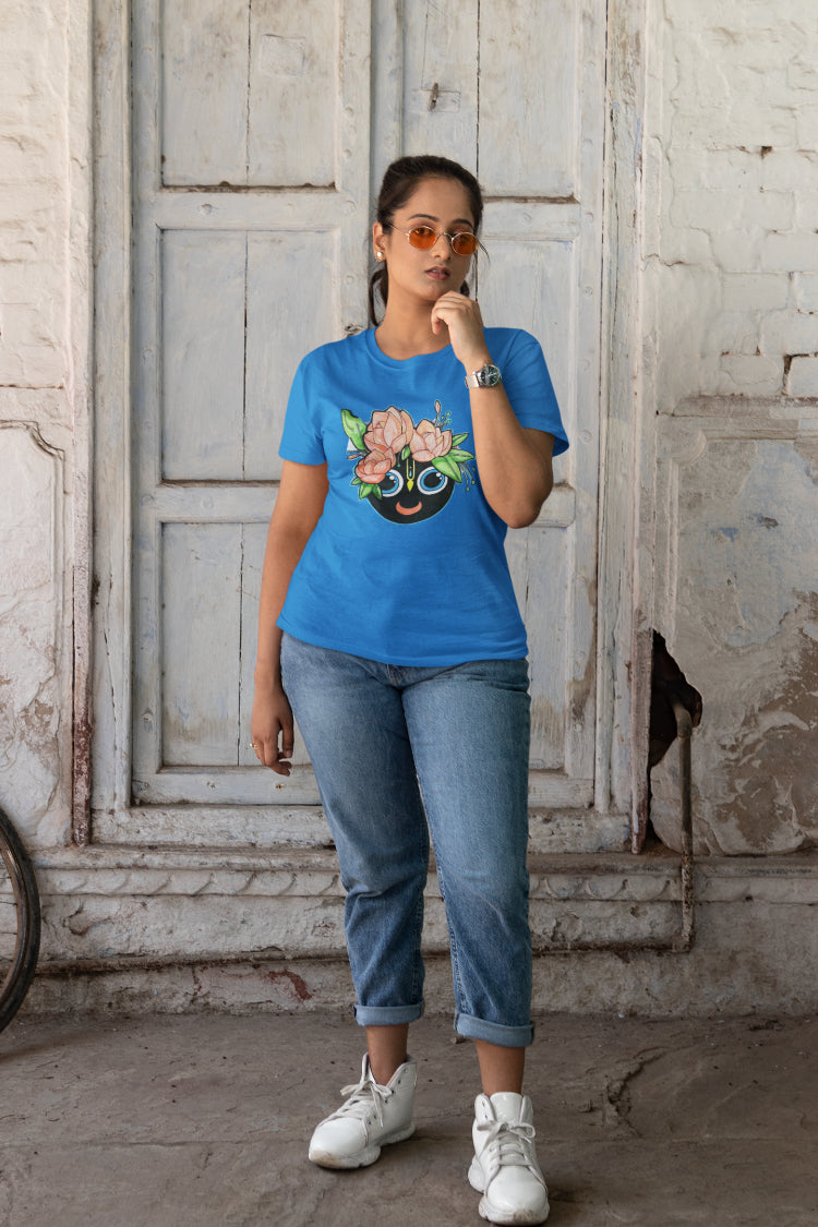 Krishna Motif Madhubani Art T-shirt for Women